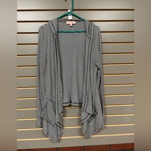 Philosophy Black/White Striped Open Flow-y Cardigan, size L